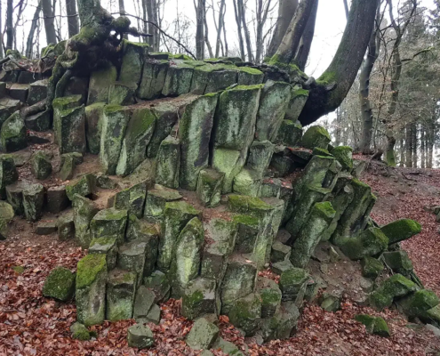 Basaltsaeulen im Wald, Rhein-Sieg-Kreis.