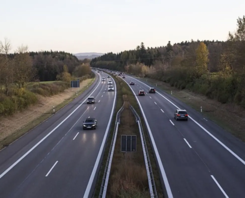 Autobahn und Verkehr.