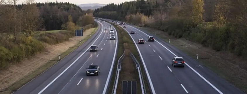 Autobahn und Verkehr.